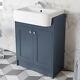 Blue Traditional Freestanding Vanity Unit With Basin 620mm Traditional Bathroom