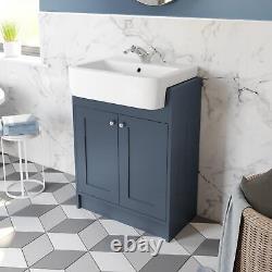 Blue Traditional Freestanding Vanity Unit with Basin 620mm Traditional Bathroom