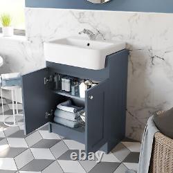 Blue Traditional Freestanding Vanity Unit with Basin 620mm Traditional Bathroom