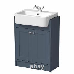 Blue Traditional Freestanding Vanity Unit with Basin 620mm Traditional Bathroom