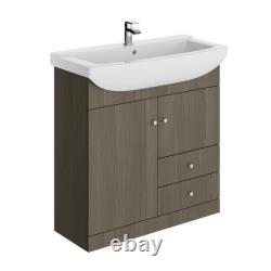 Bodega Grey Bathroom Floor standing Vanity Unit Sink & Basin 450mm-850mm Sizes