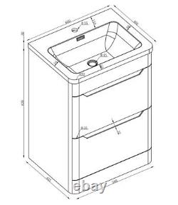 Brand New 600mm Floor Standing Matt Charcoal Vanity Unit