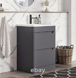 Brand New 600mm Floor Standing Matt Charcoal Vanity Unit