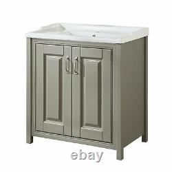 Braxton 800mm Traditional Stone Grey Bathroom Storage Vanity Unit Basin Sink