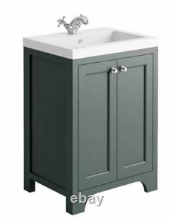 Brunswick 600MM TRADITIONAL SPA GREY BATHROOM STORAGE VANITY UNIT NO BASIN INC