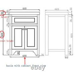 Brunswick 600MM TRADITIONAL SPA GREY BATHROOM STORAGE VANITY UNIT NO BASIN INC