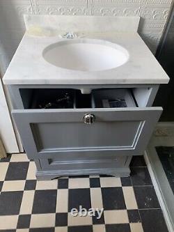 Burlington 2 drawer vanity unit with Carrara worktop and basin brand new