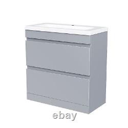 COT Minimalist 800mm 2-drawer Freestanding Gloss Light Grey Vanity Cabinet Basin