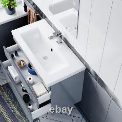 COT Minimalist 800mm Wall Hung Light Grey Basin Vanity Cabinet Unit 2 Drawers