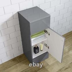 Cabinet Vanity Unit Bathroom Storage Grey Gloss Unit Single Door Modern 300mm