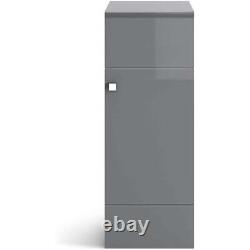 Cabinet Vanity Unit Bathroom Storage Grey Gloss Unit Single Door Modern 300mm