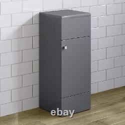 Cabinet Vanity Unit Bathroom Storage Grey Gloss Unit Single Door Modern 300mm