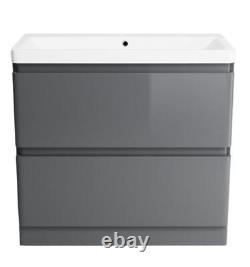 Cabinet Vanity Unit Sink Basin Bathroom Storage Drawer Set 800 mm Grey