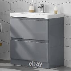 Cabinet Vanity Unit Sink Basin Bathroom Storage Drawer Set 800 mm Grey