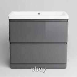 Cabinet Vanity Unit Sink Basin Bathroom Storage Drawer Set 800 mm Grey