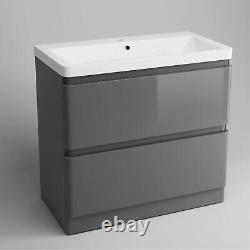 Cabinet Vanity Unit Sink Basin Bathroom Storage Drawer Set 800 mm Grey