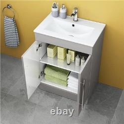 Cabinet Vanity Unit Sink Bathroom Basin Storage Grey Floor standing Floor 600mm
