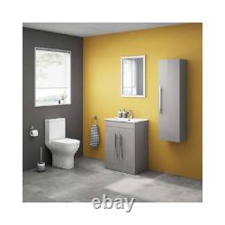 Cabinet Vanity Unit Sink Bathroom Basin Storage Grey Floor standing Floor 600mm