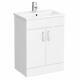 Carran White Gloss Ceramic Basin Vanity Unit 600mm Bathroom Cabinet