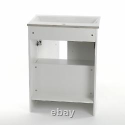 Carran White Gloss Ceramic Basin Vanity Unit 600Mm Bathroom Cabinet