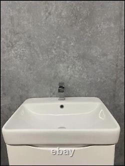 Cayo white gloss draw vanity unit 600mm deep basin