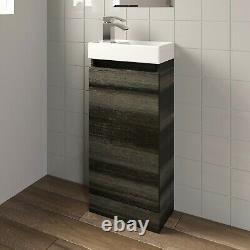 Charcoal Floor Standing 400mm Slim Vanity Unit Basin Sink Cloakroom Bathroom