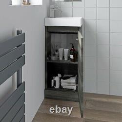 Charcoal Floor Standing 400mm Slim Vanity Unit Basin Sink Cloakroom Bathroom