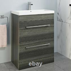 Charcoal Grey 600mm Bathroom Vanity Unit Drawer Basin Concealed Cistern Toilet