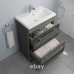 Charcoal Grey 600mm Bathroom Vanity Unit Drawer Basin Concealed Cistern Toilet