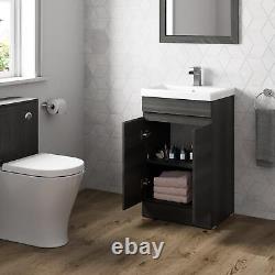 Charcoal Grey Free Standing 500mm Vanity Unit Basin Modern Bathroom Flat Pack