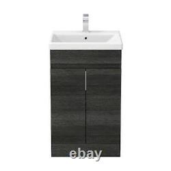 Charcoal Grey Free Standing 500mm Vanity Unit Basin Modern Bathroom Flat Pack