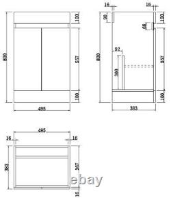 Charcoal Grey Free Standing 500mm Vanity Unit Basin Modern Bathroom Flat Pack