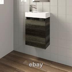 Charcoal Wall Hung 400mm Slimline Vanity Unit Basin Sink Cloakroom Bathroom