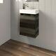 Charcoal Wall Hung 400mm Slimline Vanity Unit Basin Sink Cloakroom Bathroom