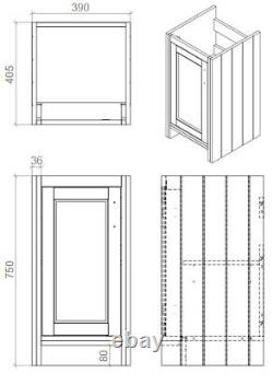 Chatswworth Bathroom/Cloakroom/Ensuite Traditional Grey Vanity Unit 425cm