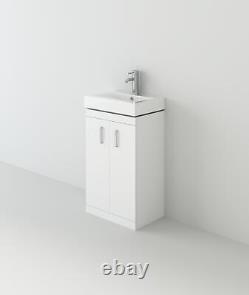 Checkers Basin Vanity Cabinet White Cloakroom Bathroom Sink Unit 450mm