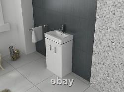 Checkers Basin Vanity Cabinet White Cloakroom Bathroom Sink Unit 450mm