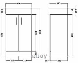 Checkers Basin Vanity Cabinet White Cloakroom Bathroom Sink Unit 450mm