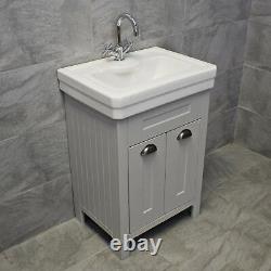 Chichester 600 Bathroom Vanity Unit in Light Grey Oak with Ceramic Basin