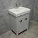 Chichester 600 Bathroom Vanity Unit In Light Grey Oak With Ceramic Basin