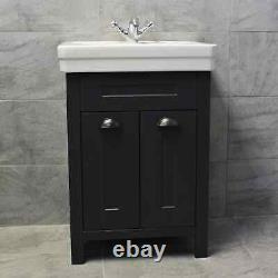 Chichester 600 or 700mm Bathroom Vanity Unit Dark Grey 1 Tap Hole Ceramic Basin