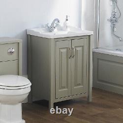 Chiltern 600mm Flat Pack Stone Grey Bathroom Traditional Basin Vanity Unit