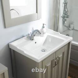 Chiltern 600mm Flat Pack Stone Grey Bathroom Traditional Basin Vanity Unit