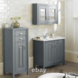 Chiltern 800mm Flat Pack Grey Bathroom Traditional Basin Vanity Cabinet Unit