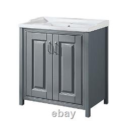 Chiltern 800mm Flat Pack Grey Bathroom Traditional Basin Vanity Cabinet Unit