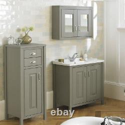 Chiltern 800mm Flat Pack Stone Grey Bathroom Traditional Basin Vanity Unit