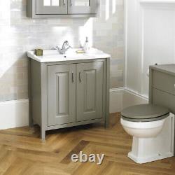 Chiltern 800mm Flat Pack Stone Grey Bathroom Traditional Basin Vanity Unit