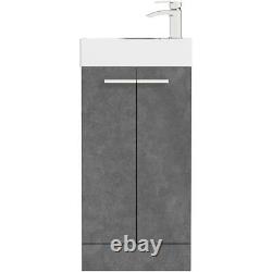 Clarity Compact riven grey floorstanding vanity unit and basin 410mm