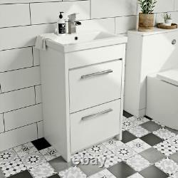 Clarity white floorstanding vanity unit and ceramic basin 510mm