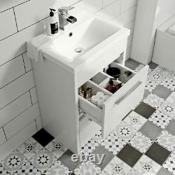 Clarity white floorstanding vanity unit and ceramic basin 510mm